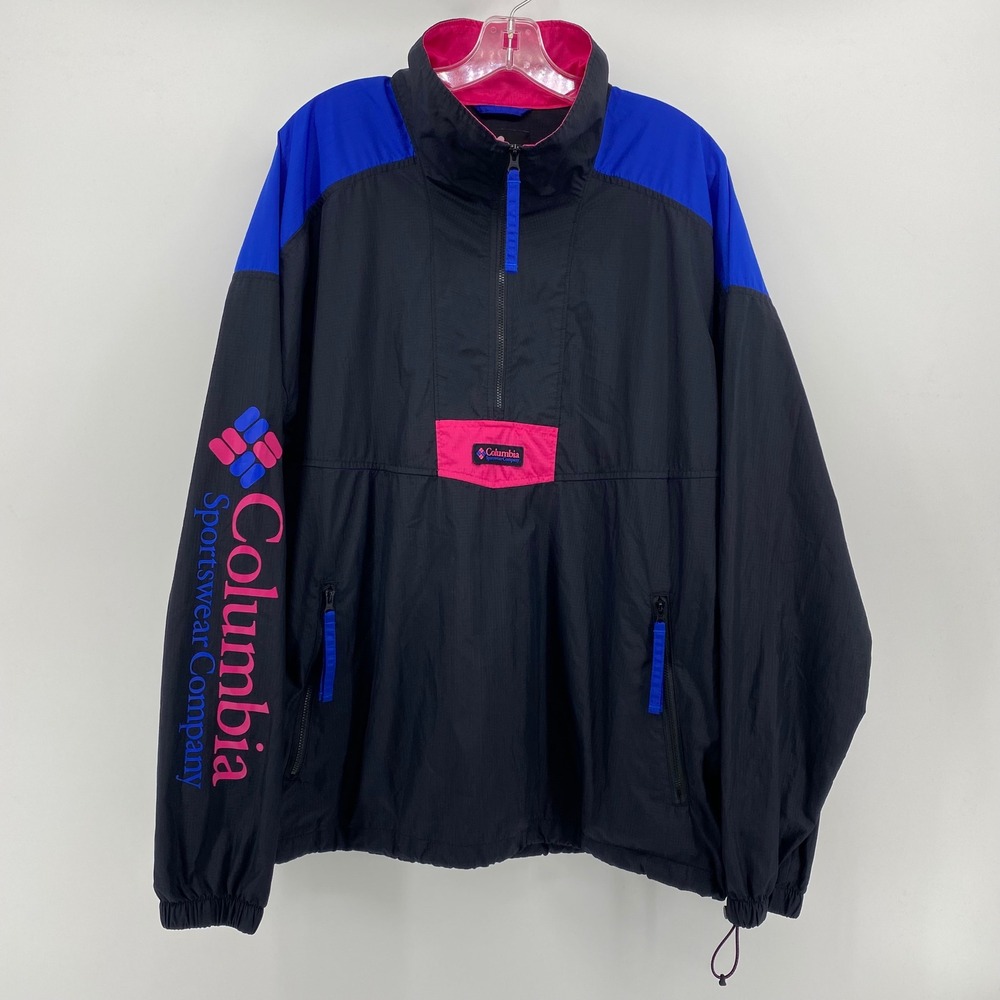 Vintage 90s Columbia Pullover Anorak Windbreaker Colorblock Jacket L Retro